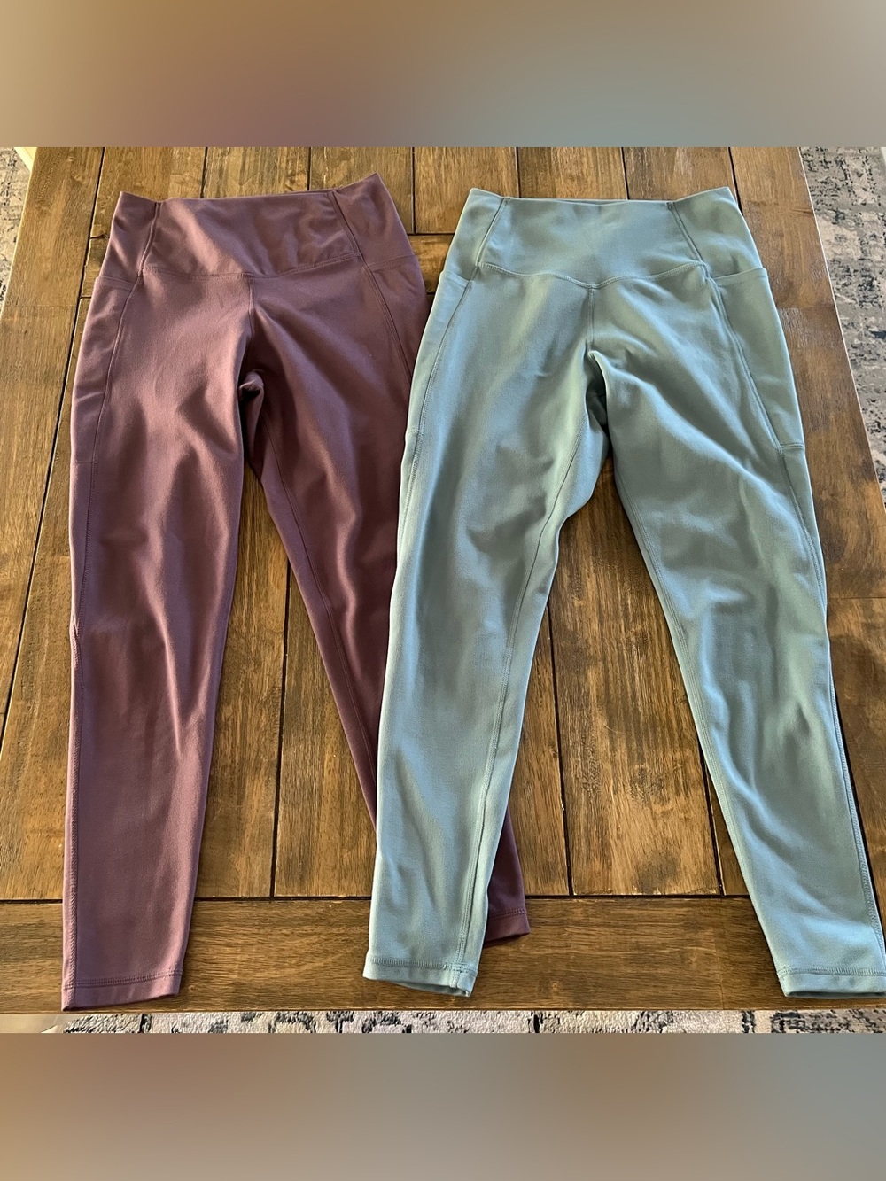 Danskin High-Rise set of 2 Leggings black cherry and smoke blue size medium